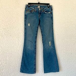 True Religion brand blue distressed jeans size 26
